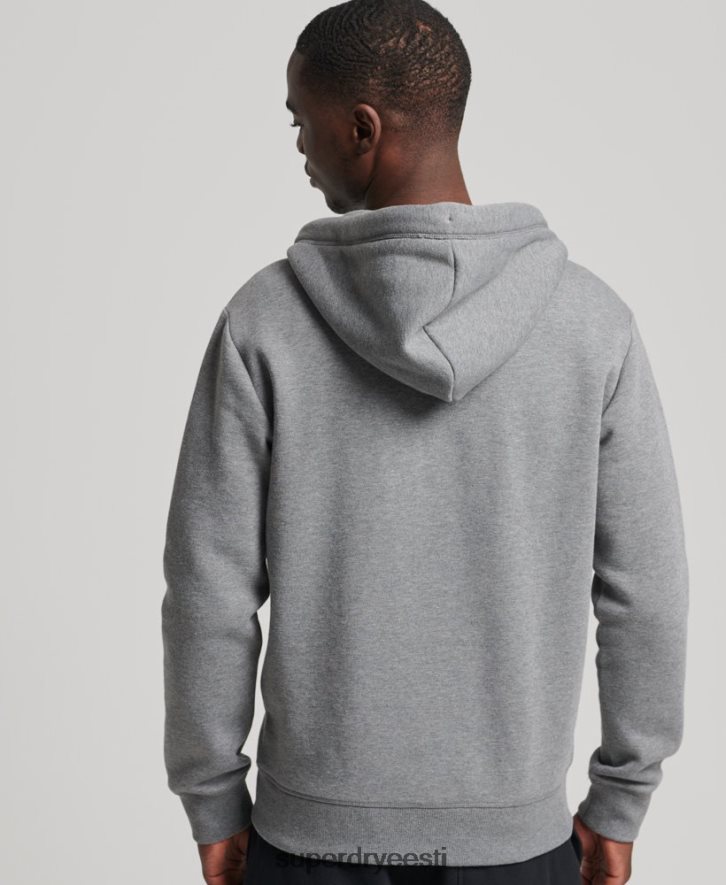 Superdry mehed orgaanilisest puuvillast vintage logoga tikitud lukuga kapuuts B2LT4885 Riietus hall