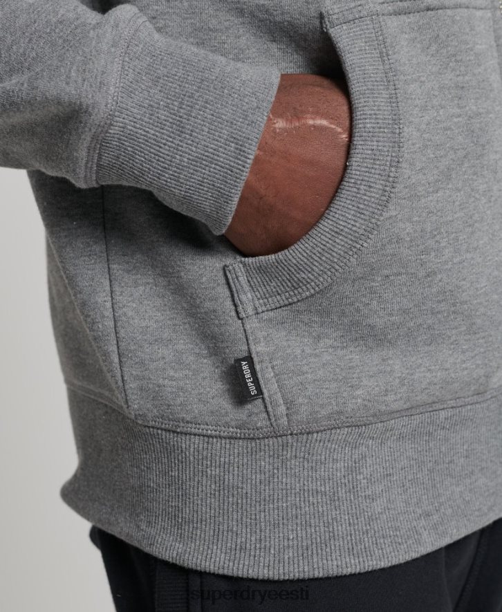 Superdry mehed orgaanilisest puuvillast vintage logoga tikitud lukuga kapuuts B2LT4885 Riietus hall