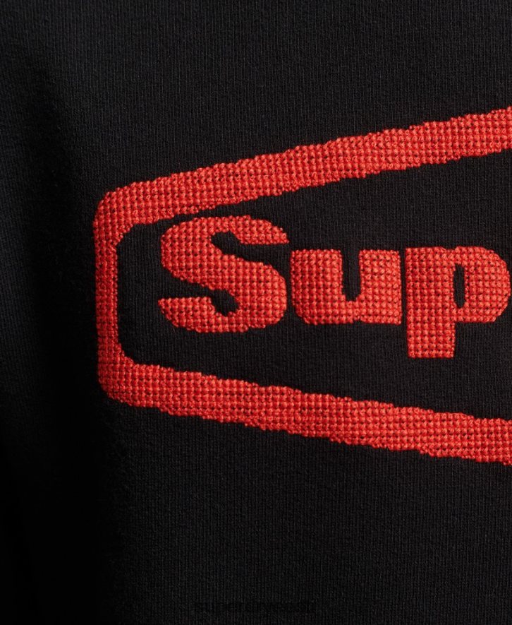 Superdry mehed vanaaegne mäng 90ndate logoga dressipluusil B2LT45074 Riietus must