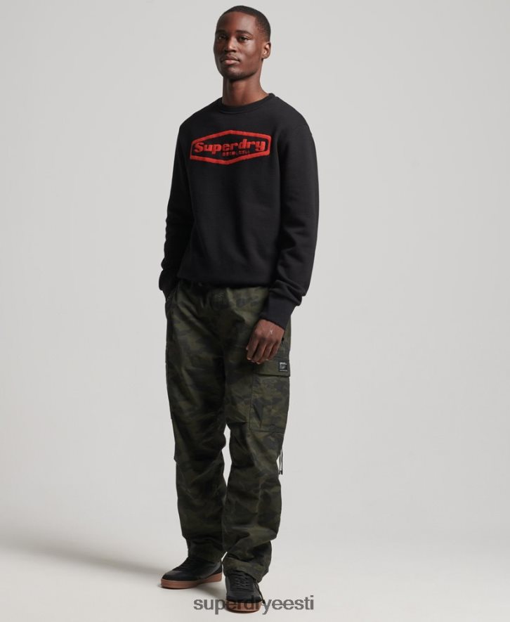 Superdry mehed vanaaegne mäng 90ndate logoga dressipluusil B2LT45074 Riietus must