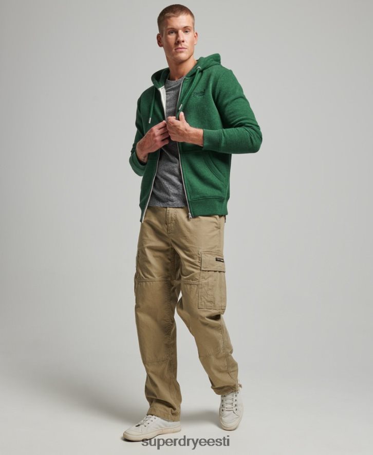 Superdry mehed vintage logoga tikitud lukuga kapuuts B2LT4465 Riietus roheline