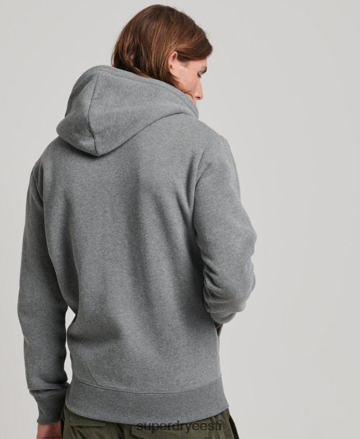 Superdry mehed vintage logoga tikitud lukuga kapuuts B2LT4497 Riietus hall