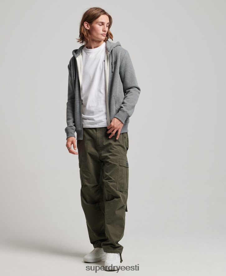 Superdry mehed vintage logoga tikitud lukuga kapuuts B2LT4497 Riietus hall