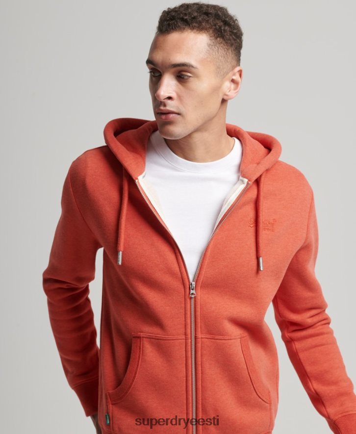 Superdry mehed vintage logoga tikitud lukuga kapuuts B2LT4675 Riietus oranž