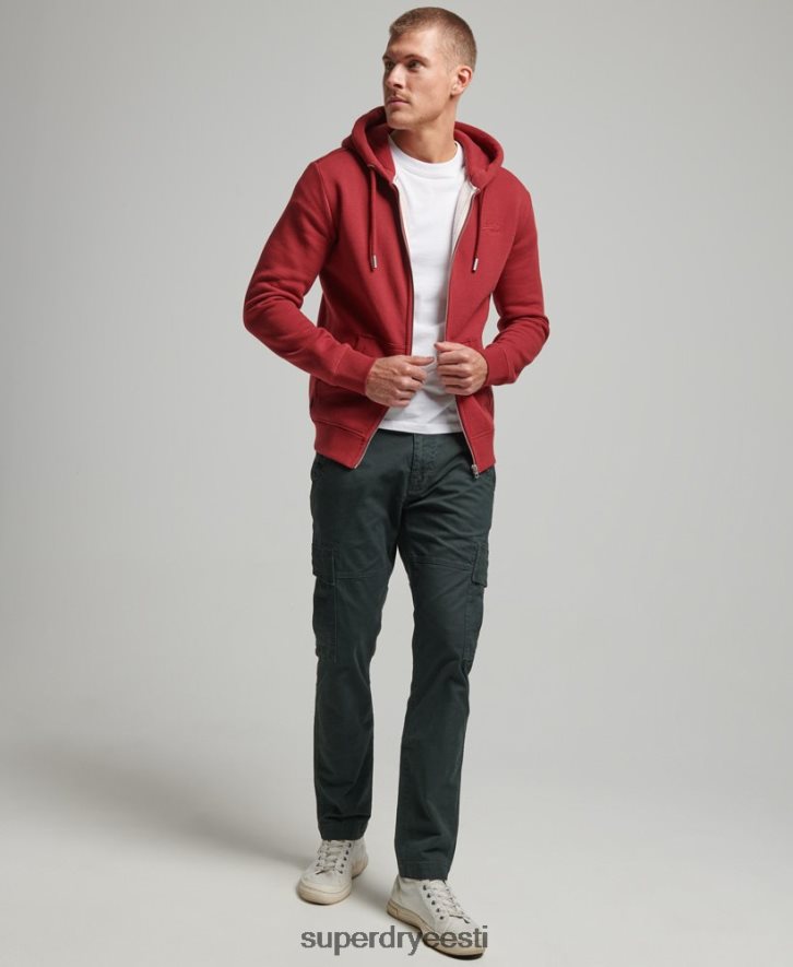 Superdry mehed vintage logoga tikitud lukuga kapuuts B2LT4698 Riietus punane