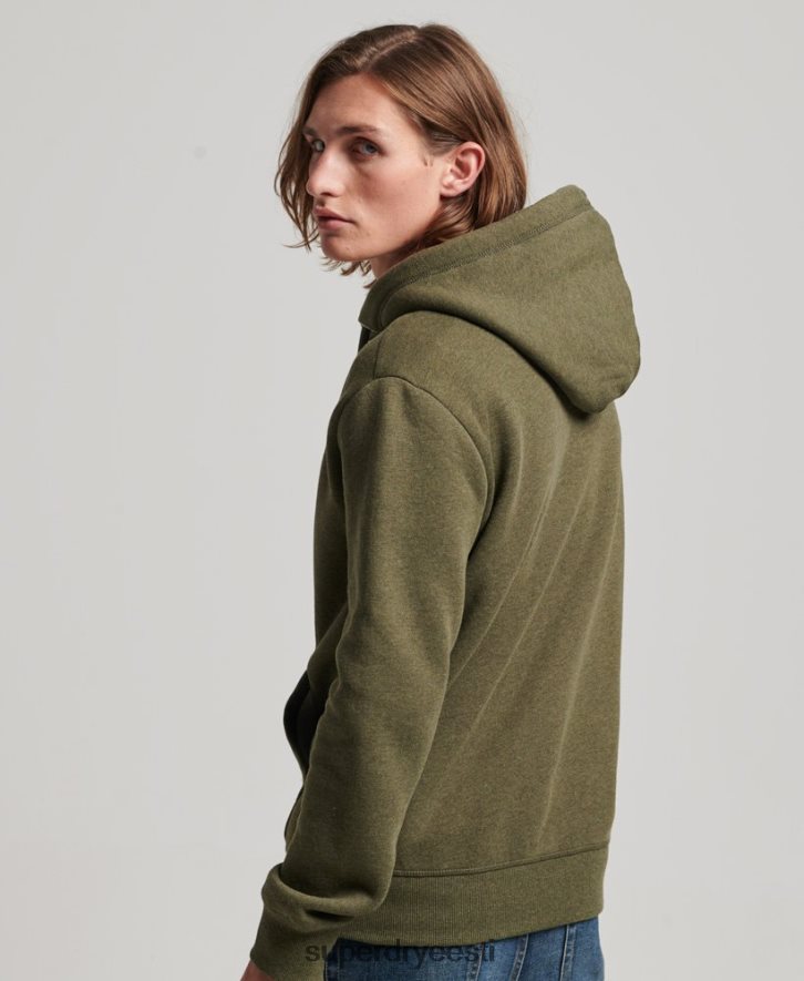 Superdry mehed vintage logoga tikitud lukuga kapuuts B2LT4703 Riietus khaki