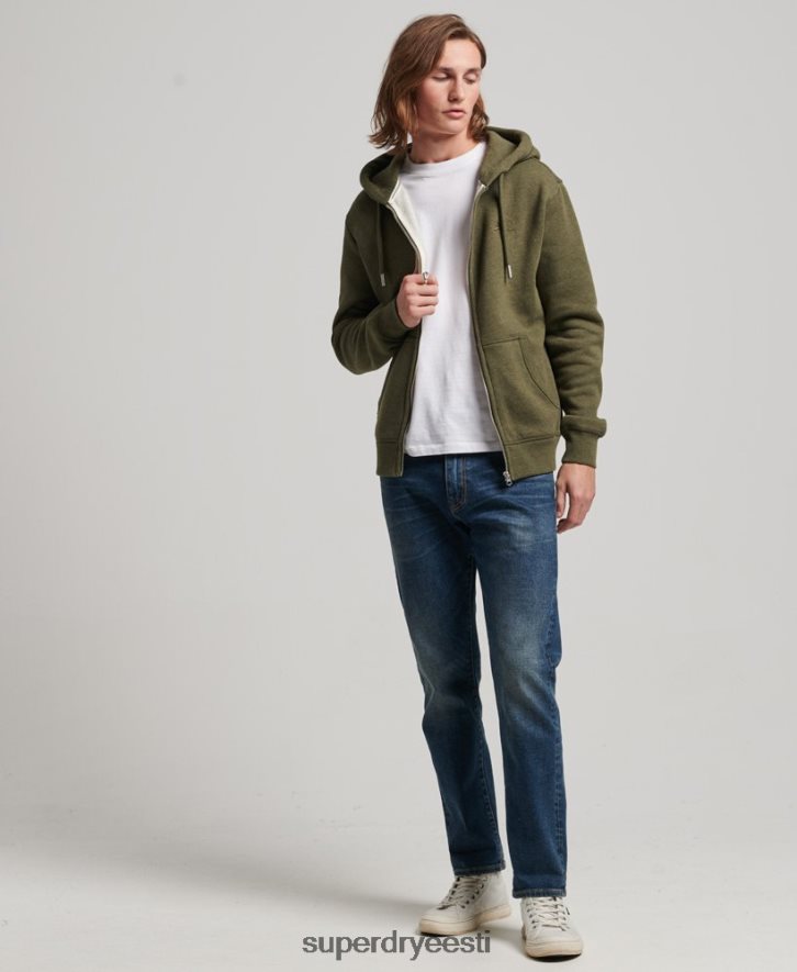 Superdry mehed vintage logoga tikitud lukuga kapuuts B2LT4703 Riietus khaki