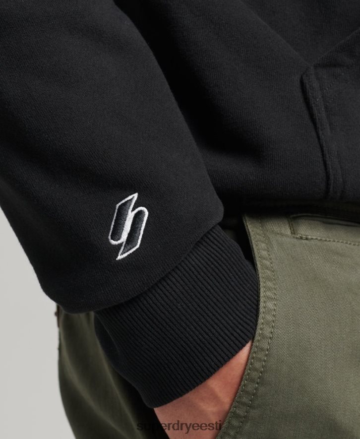 Superdry mehed virnastatud logoprindiga lahtine kapuuts B2LT45084 Riietus must