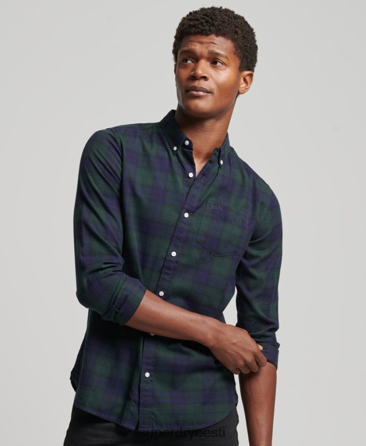 Superdry mehed klassikaline Londoni nööbiga särk B2LT4164 Riietus roheline