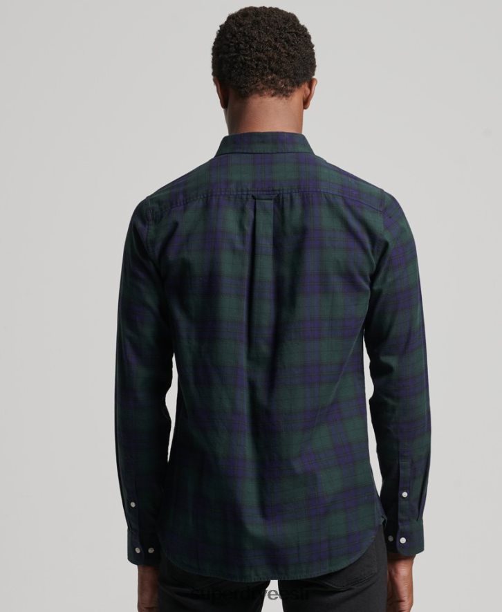 Superdry mehed klassikaline Londoni nööbiga särk B2LT4164 Riietus roheline