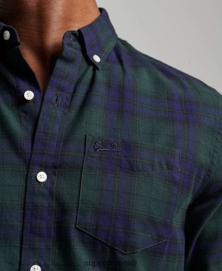 Superdry mehed klassikaline Londoni nööbiga särk B2LT4164 Riietus roheline