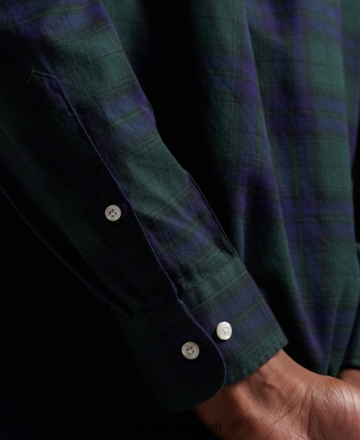 Superdry mehed klassikaline Londoni nööbiga särk B2LT4164 Riietus roheline