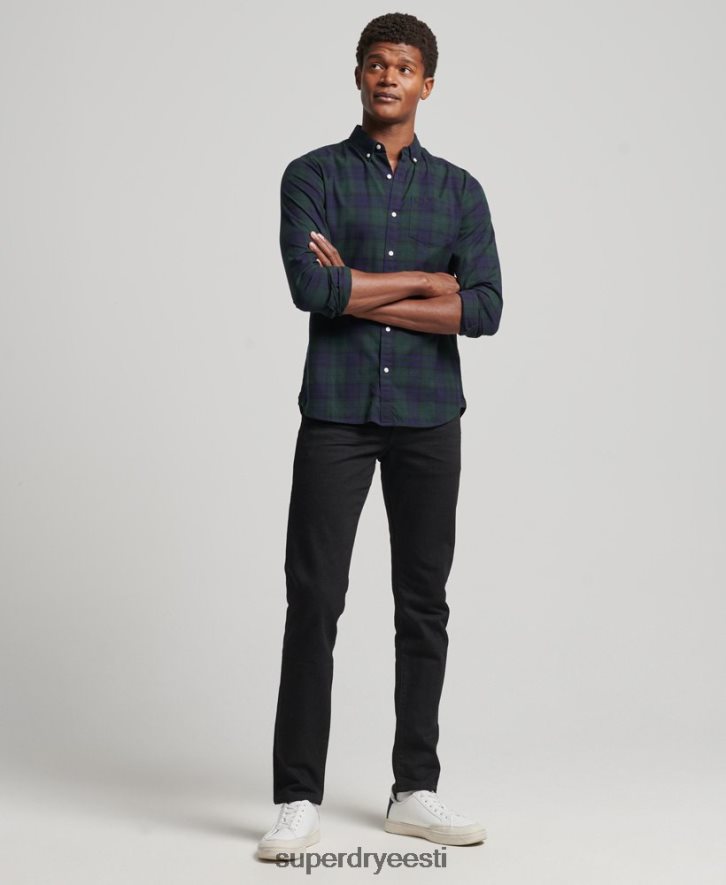 Superdry mehed klassikaline Londoni nööbiga särk B2LT4164 Riietus roheline