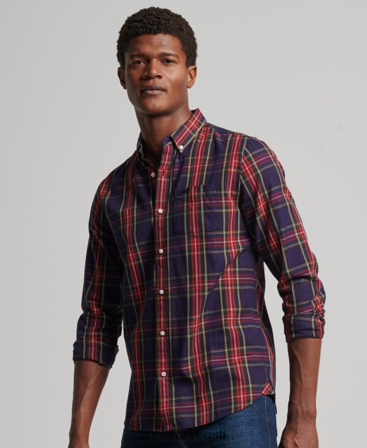 Superdry mehed klassikaline Londoni nööbiga särk B2LT4165 Riietus roheline