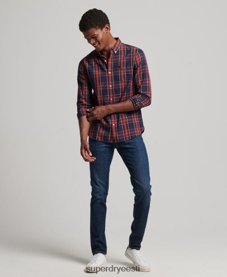 Superdry mehed klassikaline Londoni nööbiga särk B2LT4165 Riietus roheline