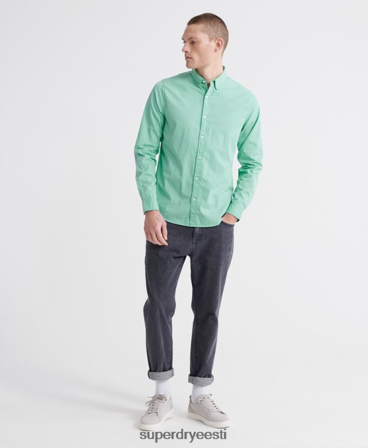 Superdry mehed klassikaline twill lite pikkade varrukatega särk B2LT4243 Riietus roheline