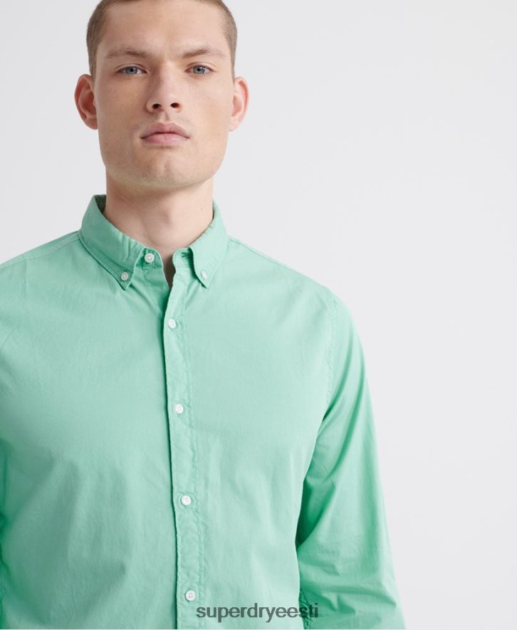 Superdry mehed klassikaline twill lite pikkade varrukatega särk B2LT4243 Riietus roheline