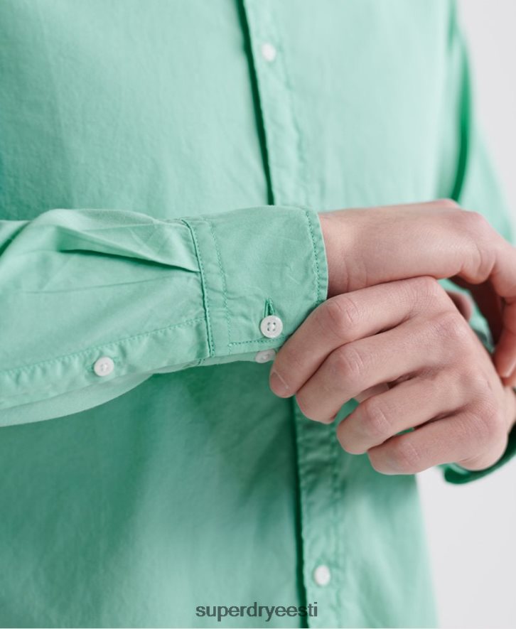 Superdry mehed klassikaline twill lite pikkade varrukatega särk B2LT4243 Riietus roheline