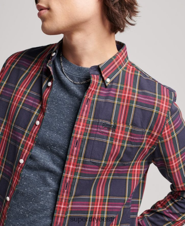 Superdry mehed orgaanilisest puuvillast klassikaline Londoni nööbiga särk B2LT4203 Riietus roheline