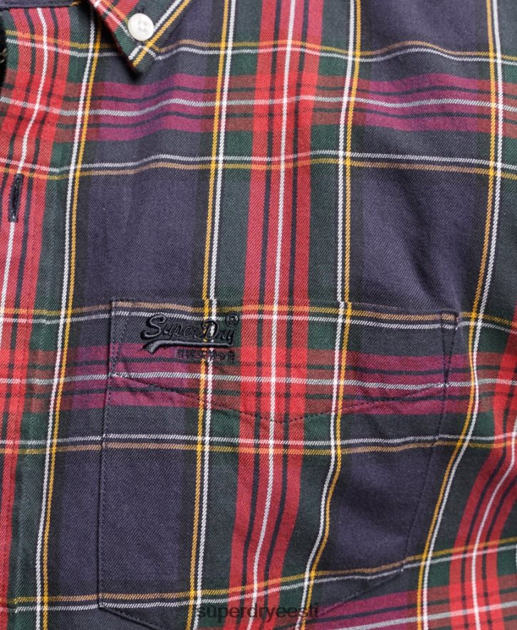 Superdry mehed orgaanilisest puuvillast klassikaline Londoni nööbiga särk B2LT4203 Riietus roheline