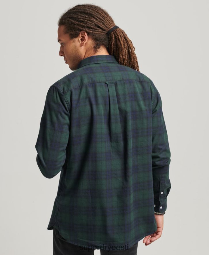 Superdry mehed orgaanilisest puuvillast klassikaline Londoni nööbiga särk B2LT4215 Riietus roheline