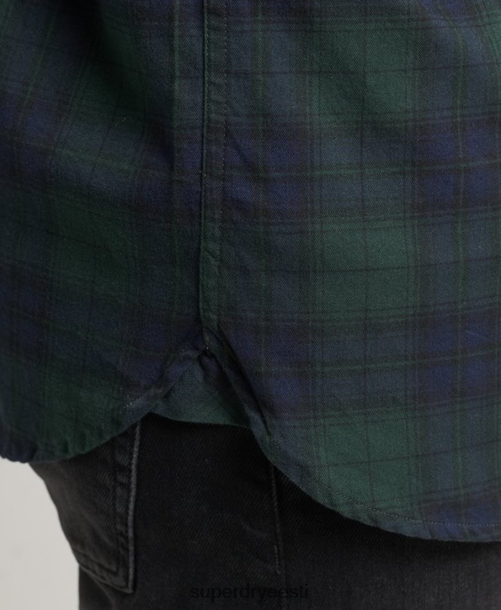 Superdry mehed orgaanilisest puuvillast klassikaline Londoni nööbiga särk B2LT4215 Riietus roheline