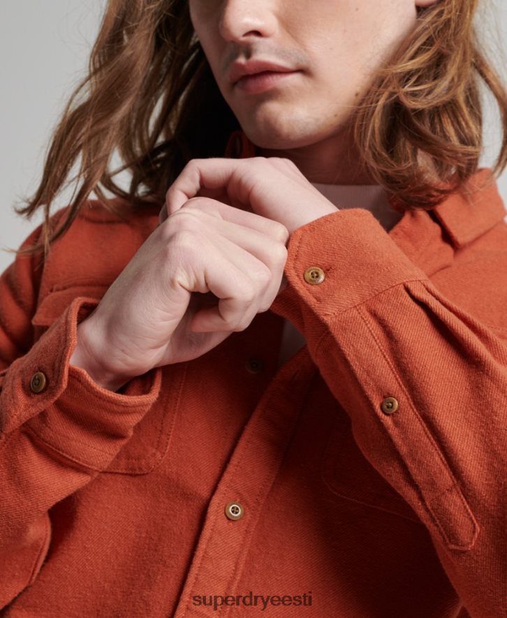 Superdry mehed orgaanilisest puuvillast trailsmani flanellist särk B2LT4158 Riietus oranž