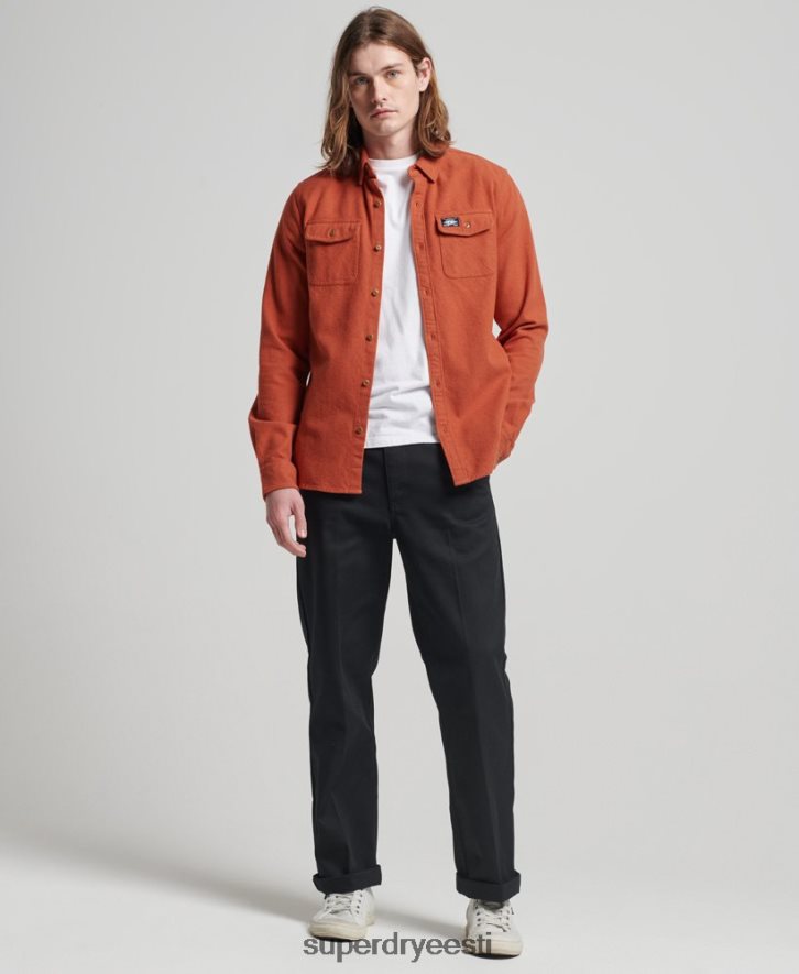 Superdry mehed orgaanilisest puuvillast trailsmani flanellist särk B2LT4158 Riietus oranž