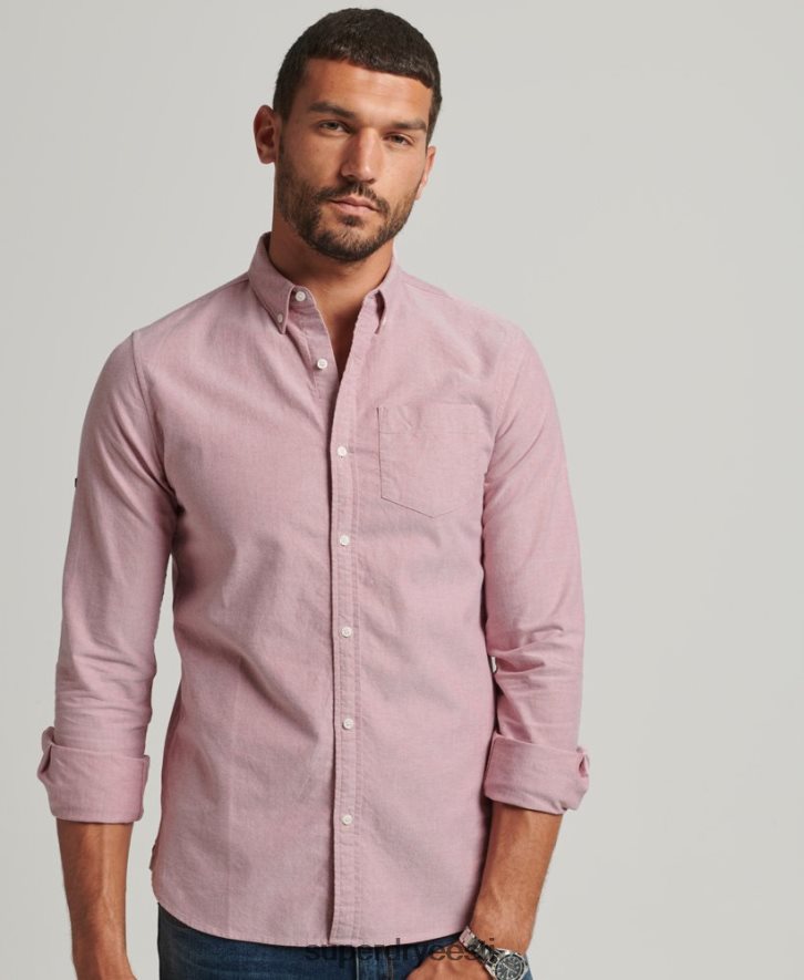 Superdry mehed orgaanilisest puuvillast uni oxfordi särk B2LT4207 Riietus punane