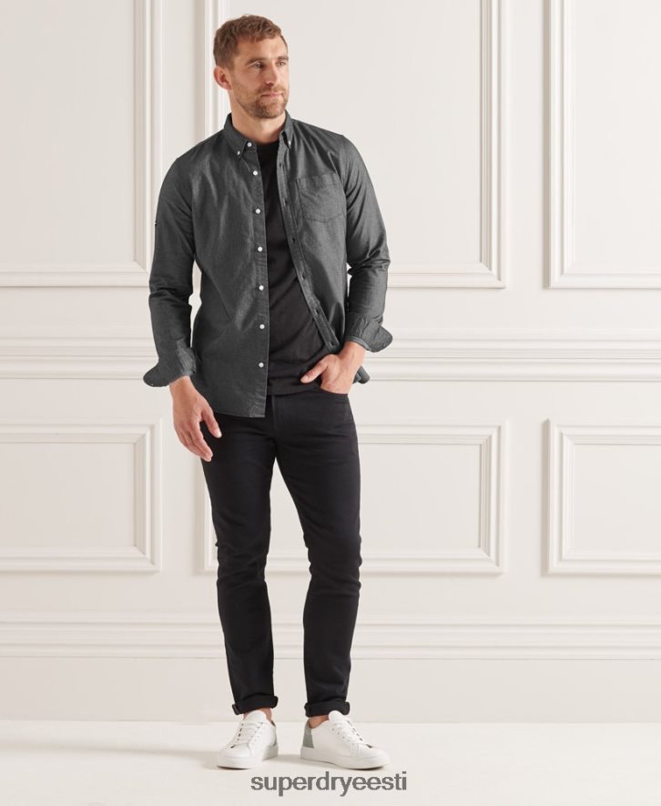 Superdry mehed orgaanilisest puuvillast uni oxfordi särk B2LT4221 Riietus must