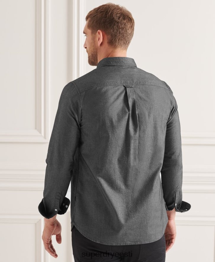 Superdry mehed orgaanilisest puuvillast uni oxfordi särk B2LT4221 Riietus must