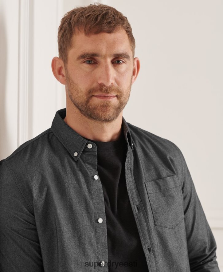 Superdry mehed orgaanilisest puuvillast uni oxfordi särk B2LT4221 Riietus must