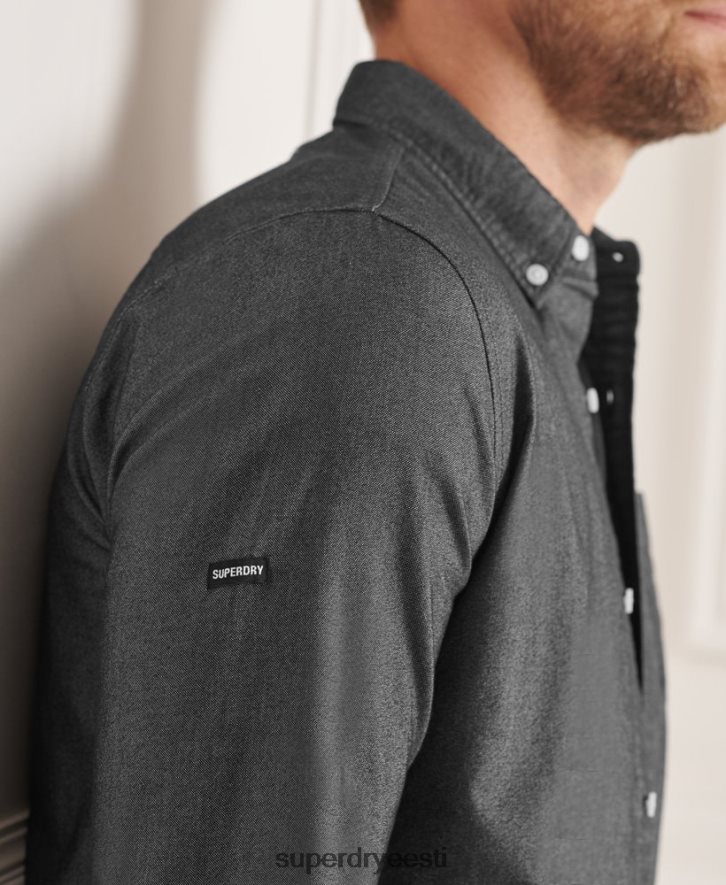 Superdry mehed orgaanilisest puuvillast uni oxfordi särk B2LT4221 Riietus must