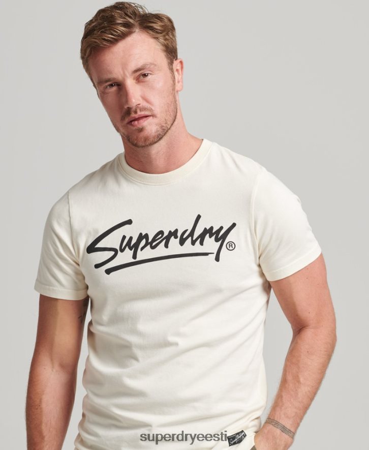 Superdry mehed 80ndate kesklinna skriptiga logoga T-särk B2LT44897 Riietus kreem
