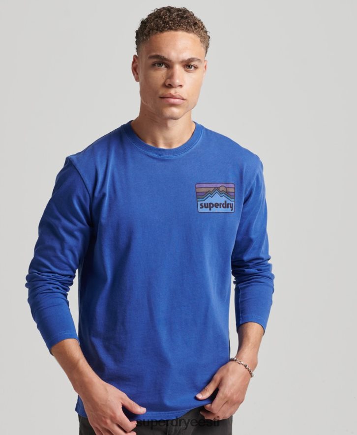 Superdry mehed 90ndate maastiku pikkade varrukatega topp B2LT46404 Riietus merevägi