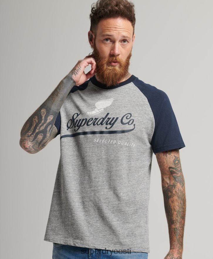 Superdry mehed Achilleuse graafiline raglaani T-särk B2LT44972 Riietus hall