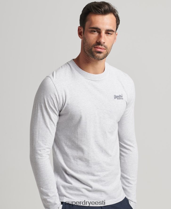 Superdry mehed Orgaanilisest puuvillast essentsiaalne logo pikkade varrukatega topp B2LT41546 Riietus helehall