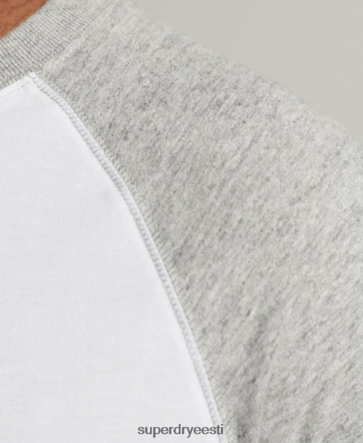 Superdry mehed Orgaanilisest puuvillast hädavajalik pikkade varrukatega pesapallitops B2LT41497 Riietus valge