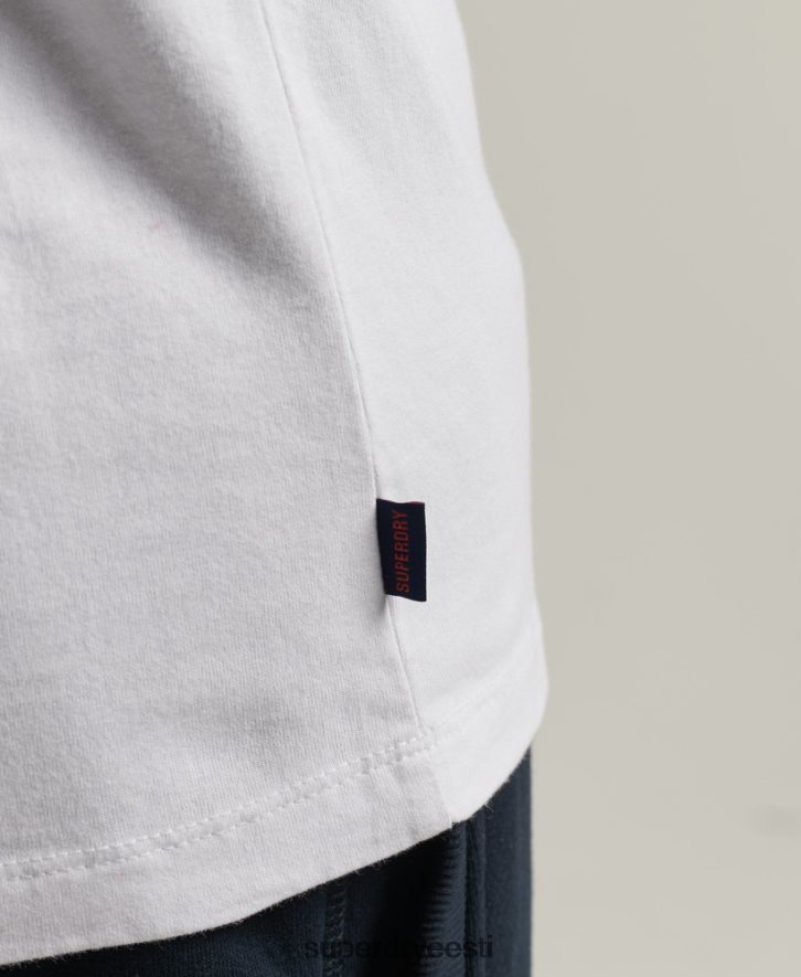 Superdry mehed Orgaanilisest puuvillast hädavajalik pikkade varrukatega pesapallitops B2LT41497 Riietus valge