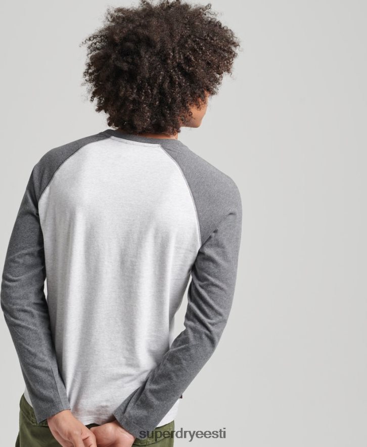 Superdry mehed Orgaanilisest puuvillast hädavajalik pikkade varrukatega pesapallitops B2LT46505 Riietus hall