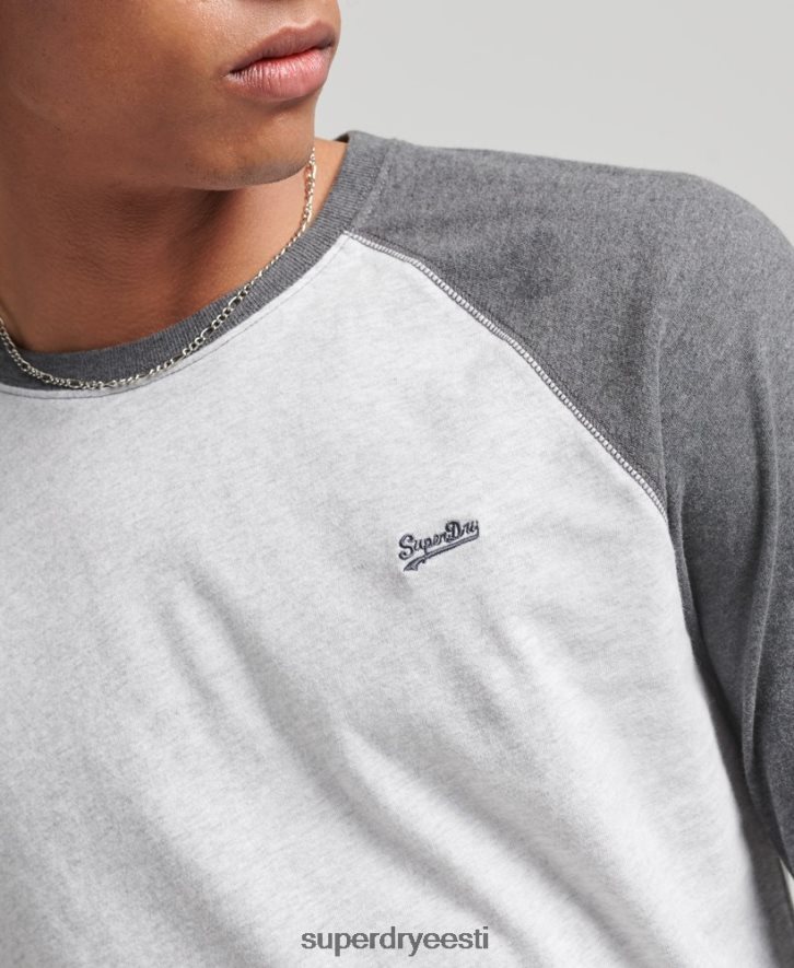 Superdry mehed Orgaanilisest puuvillast hädavajalik pikkade varrukatega pesapallitops B2LT46505 Riietus hall