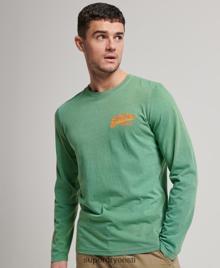 Superdry mehed Vintage logoga neoon pikkade varrukatega topp B2LT41507 Riietus roheline