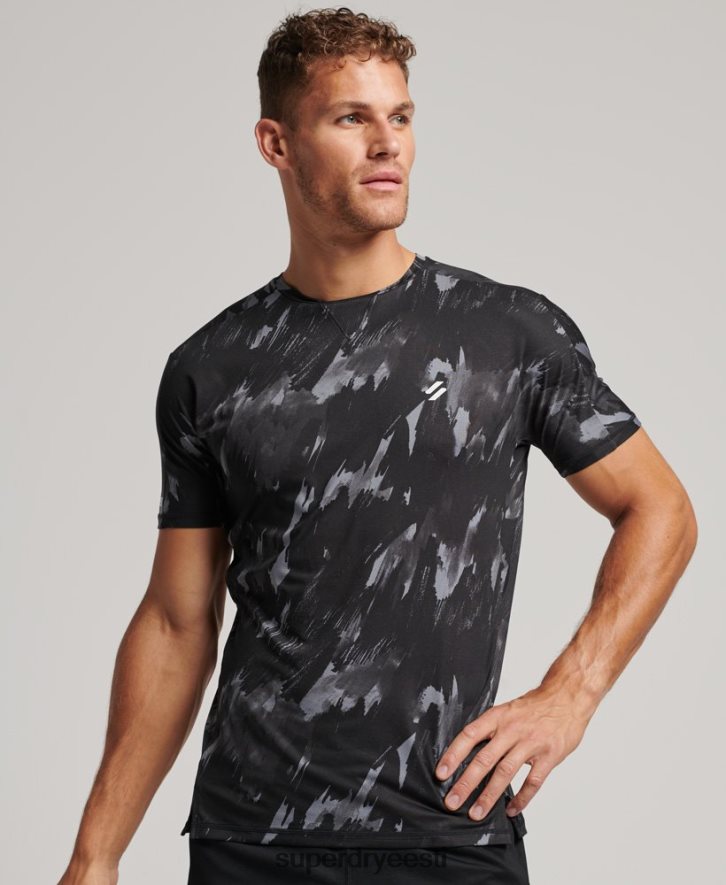Superdry mehed jooksma lühikeste varrukatega T-särk B2LT45393 Riietus tumehall