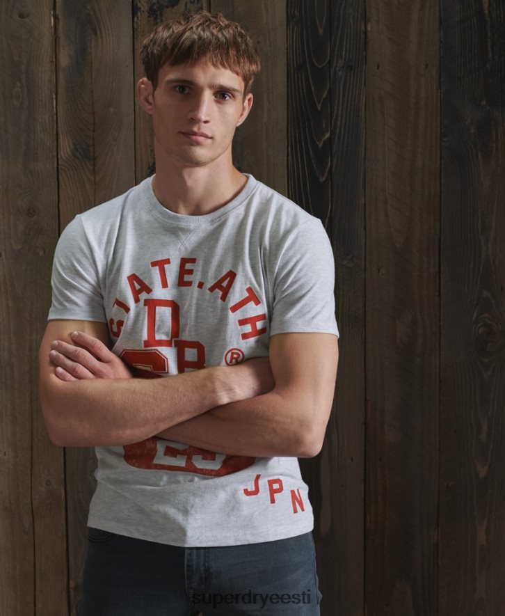 Superdry mehed kergejõustiku klassikaline T-särk B2LT44966 Riietus helehall