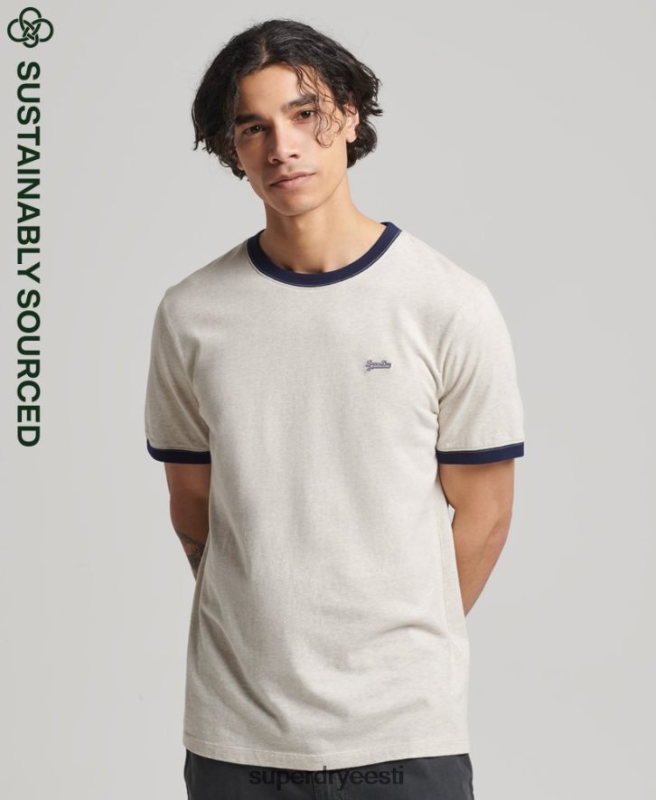 Superdry mehed orgaanilisest puuvillast essentsiaalne logo ringer T-särk B2LT44883 Riietus kreem