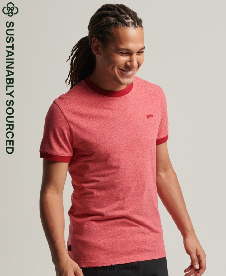 Superdry mehed orgaanilisest puuvillast essentsiaalne logo ringer T-särk B2LT44901 Riietus punane