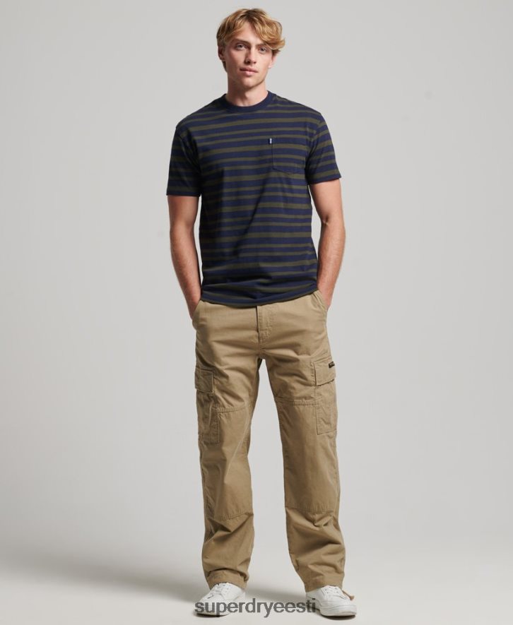 Superdry mehed orgaanilisest puuvillast essentsiaalne logoga triibuline T-särk B2LT44906 Riietus merevägi