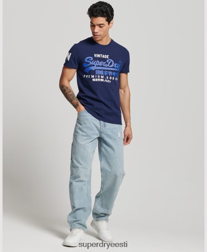 Superdry mehed orgaanilisest puuvillast klassikaline graafilise logoga T-särk B2LT46358 Riietus tumesinine
