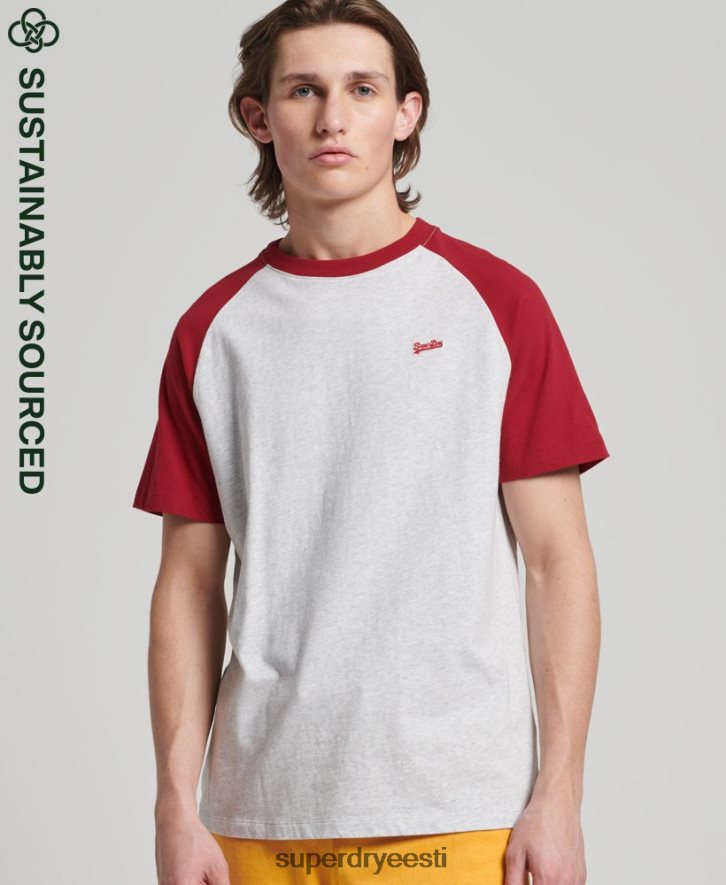 Superdry mehed orgaanilisest puuvillast olulise logoga pesapalli T-särk B2LT44816 Riietus helehall