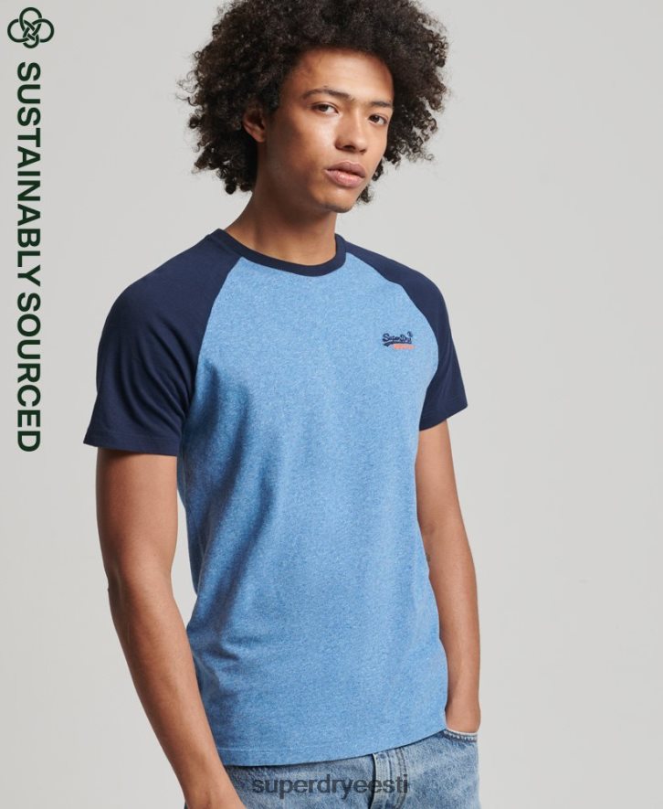 Superdry mehed orgaanilisest puuvillast pesapalli T-särk B2LT44924 Riietus sinine